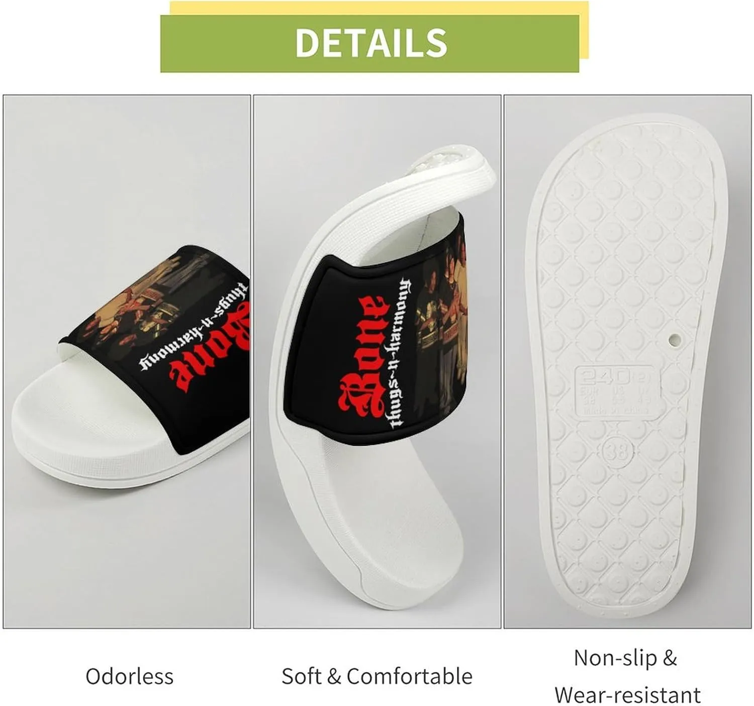 Bone Band Thugs Music N Rap Harmony PVC Home Slippers Womans Man Slipper Non Slip Lightweight Open Toe Beach Breathable Shoes Quick Drying Sandal