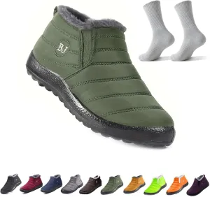 Boojoy Winter Snow Boots,Women's Waterproof Orthopedic Warm Boots,Anti-Slip Fur Lined Slip On Shoes for Women Men