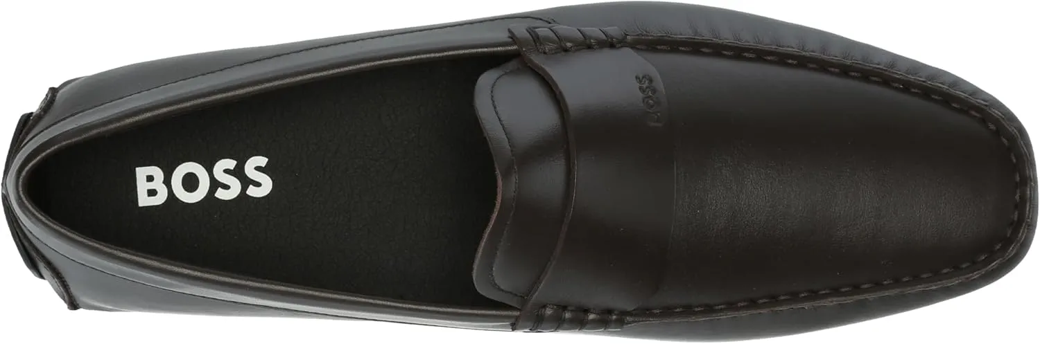BOSS Men's Smooth Leather Slip on Drivers Loafer