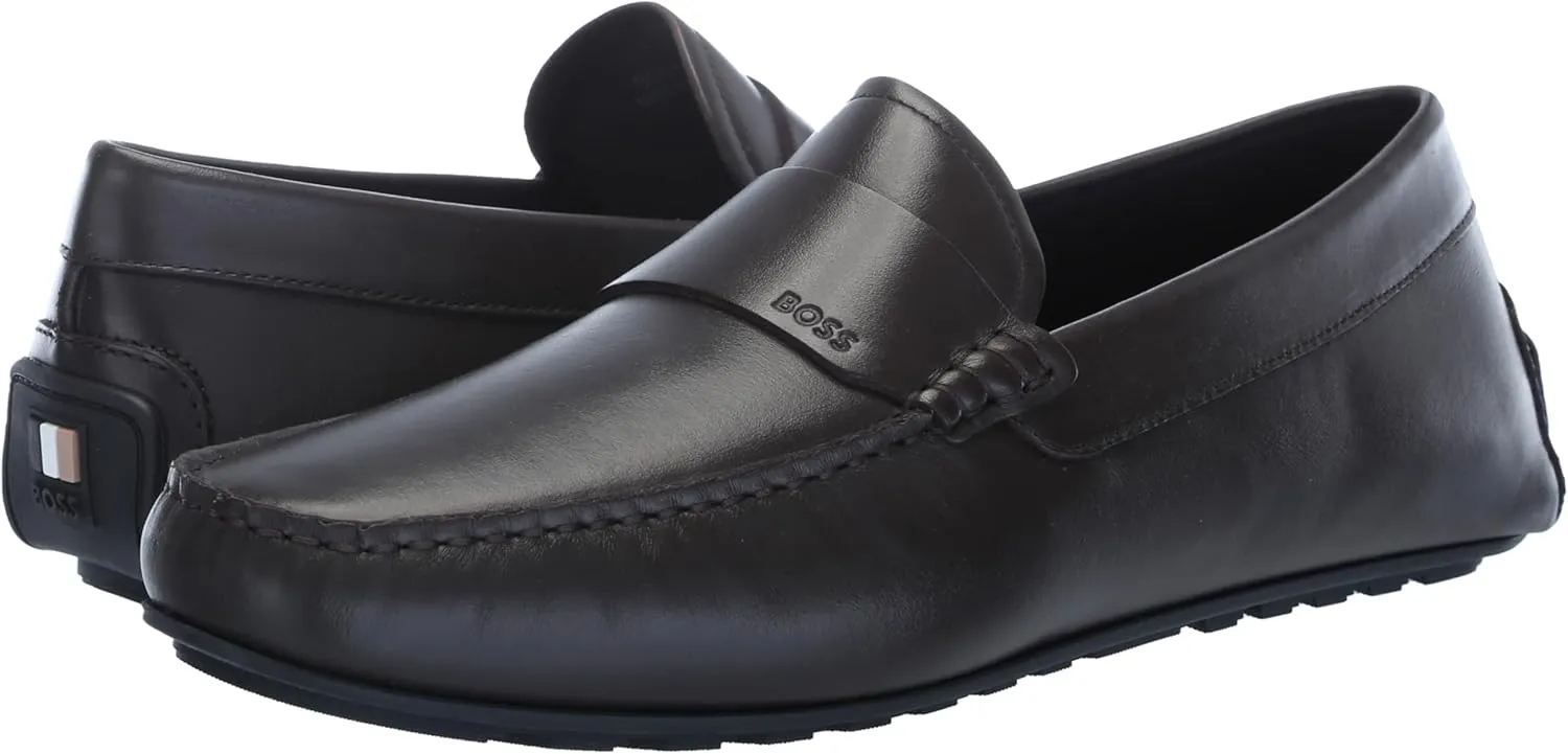 BOSS Men's Smooth Leather Slip on Drivers Loafer
