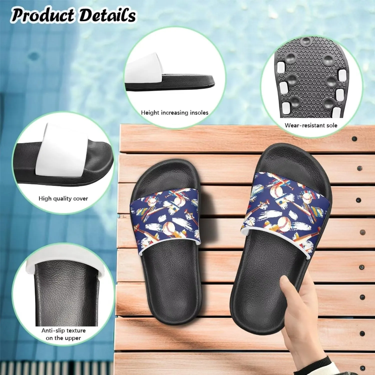 Boys House Slippers Everyday Non-slip Slide Sandals Comfortable Bathroom Shower Shoes Kids Beach Sandal