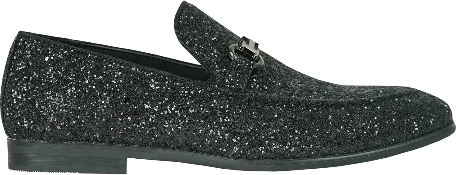 bravo! Men Dress Shoe Prom Slip-on Loafer Lace-up Oxford Cap Toe Metallic Glitter for Wedding Prom Black Blue Green Gold Pink Pewter Purple Silver Red