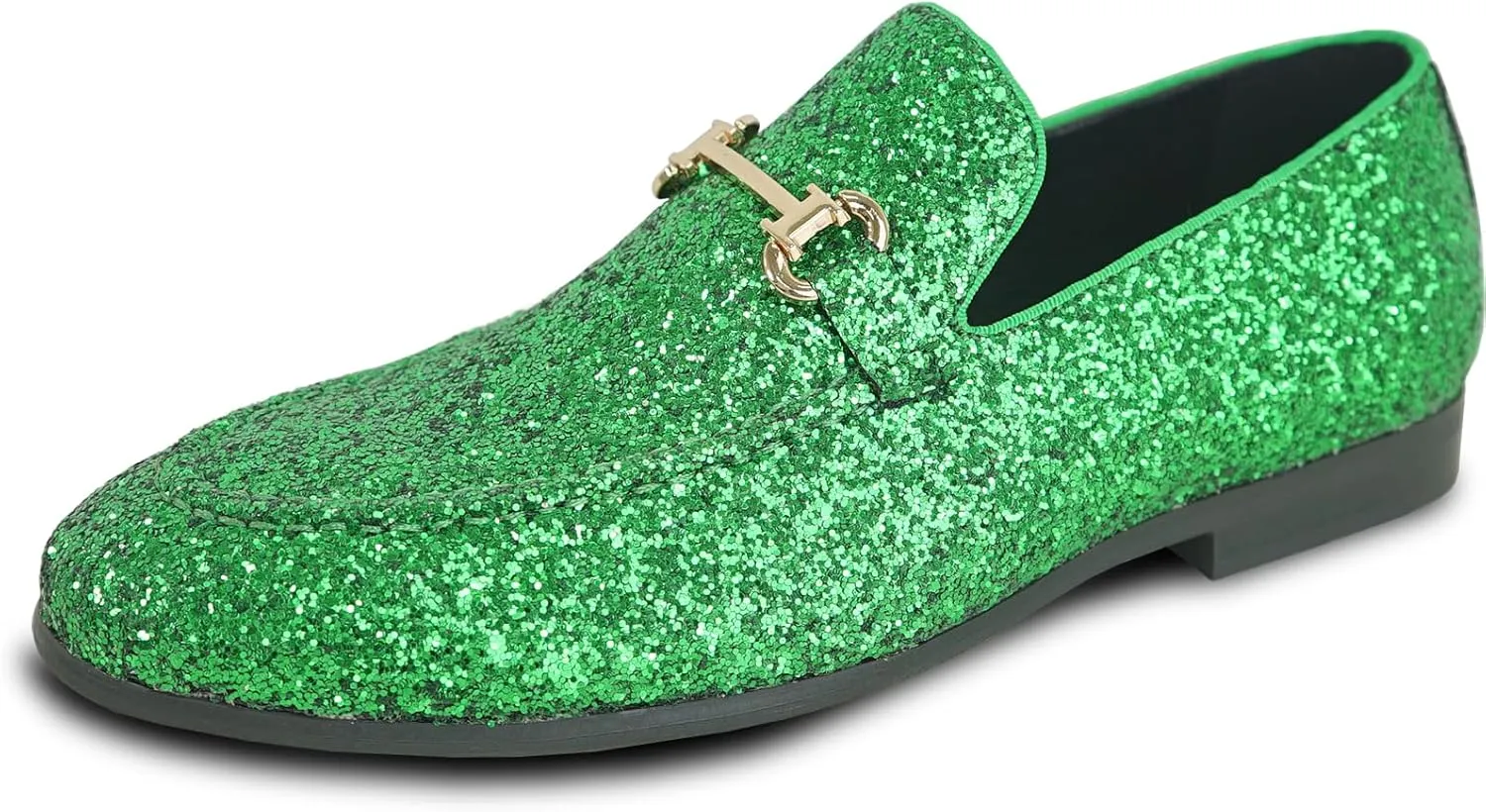bravo! Men Dress Shoe Prom Slip-on Loafer Lace-up Oxford Cap Toe Metallic Glitter for Wedding Prom Black Blue Green Gold Pink Pewter Purple Silver Red