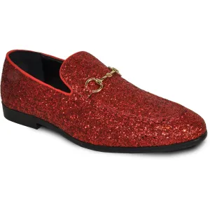 Bravo Red Glitter Sequin Modern Tuxedo Loafer for Prom