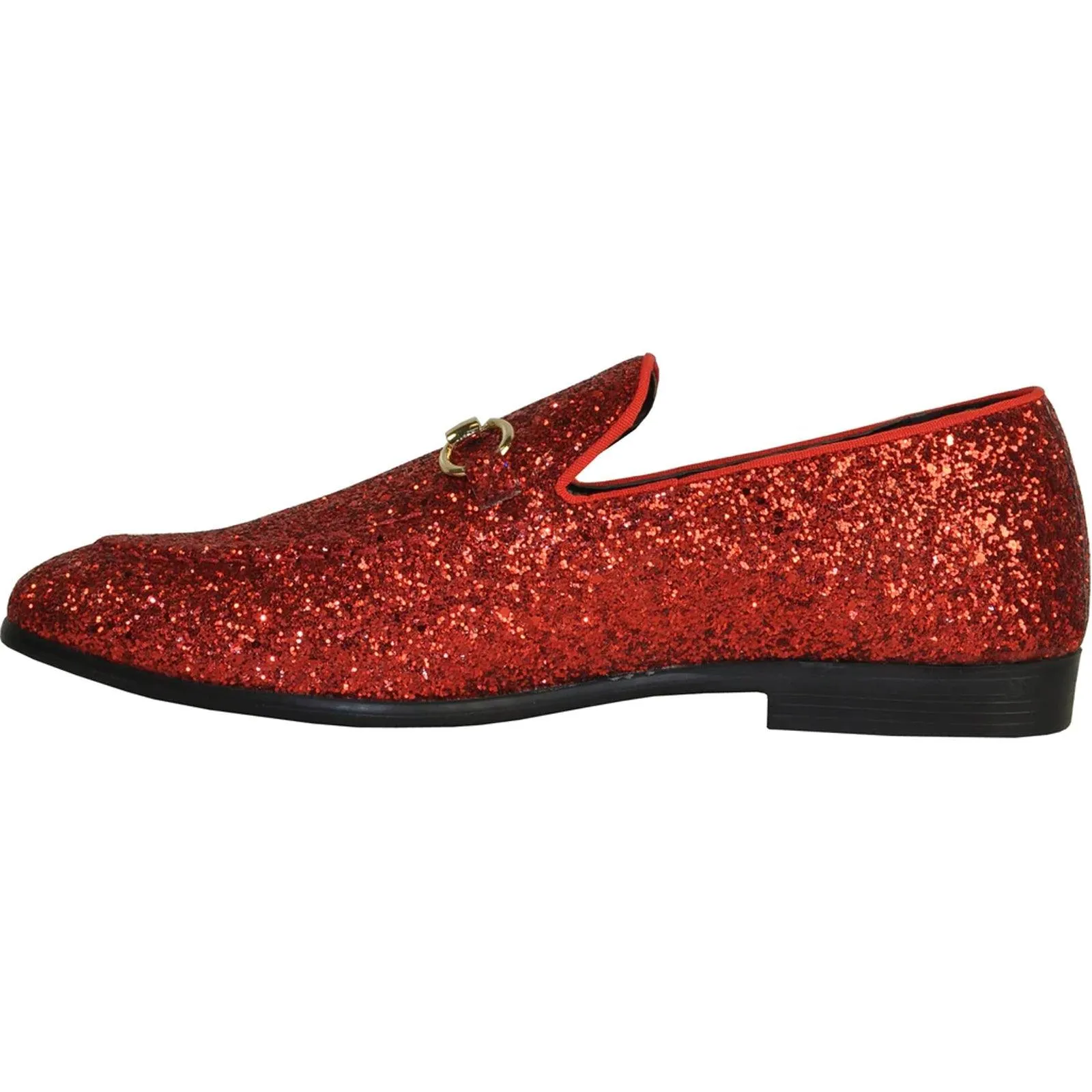 Bravo Red Glitter Sequin Modern Tuxedo Loafer for Prom
