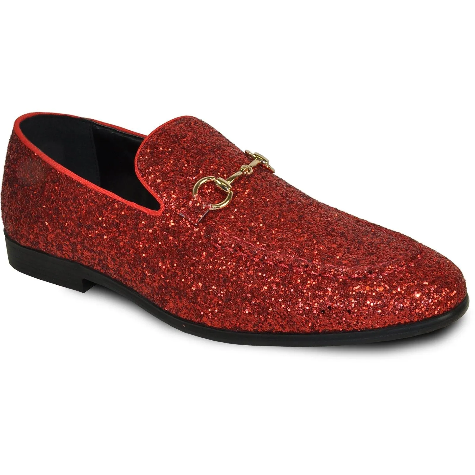 Bravo Red Glitter Sequin Modern Tuxedo Loafer for Prom
