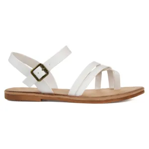 Brinley Co. Womens Strappy Ankle Wrap Sandal White, 5.5 Regular US