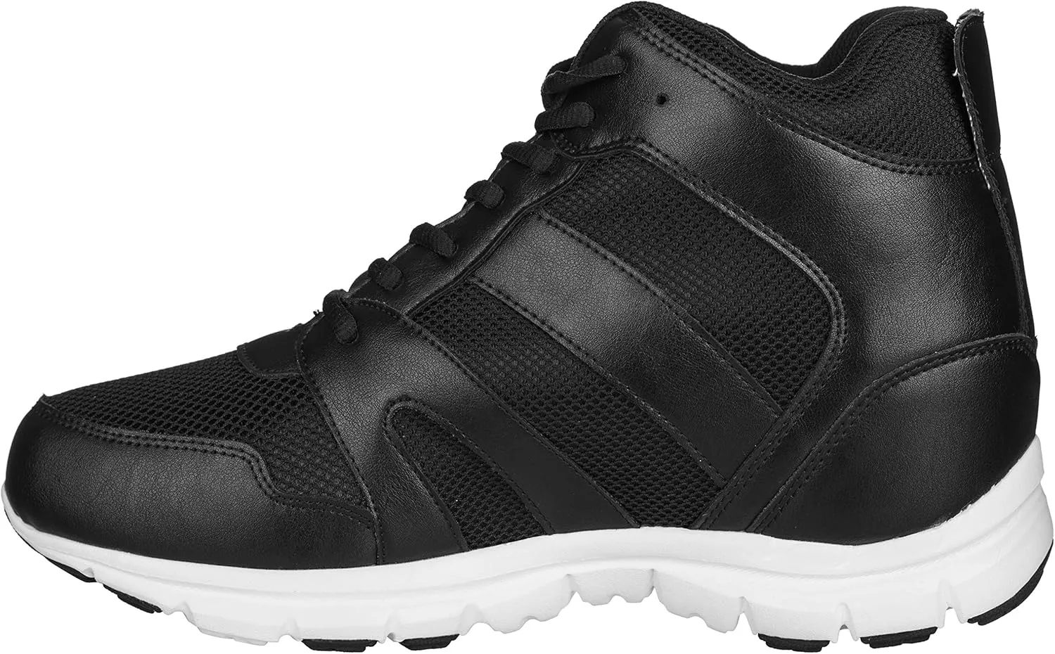 CALTO Men's Invisible Height Increasing Elevator Shoes - Black Leather/Mesh Lace-up Sporty Trainers - 4 Inches Taller - G3330 - Size 9 D(M) US