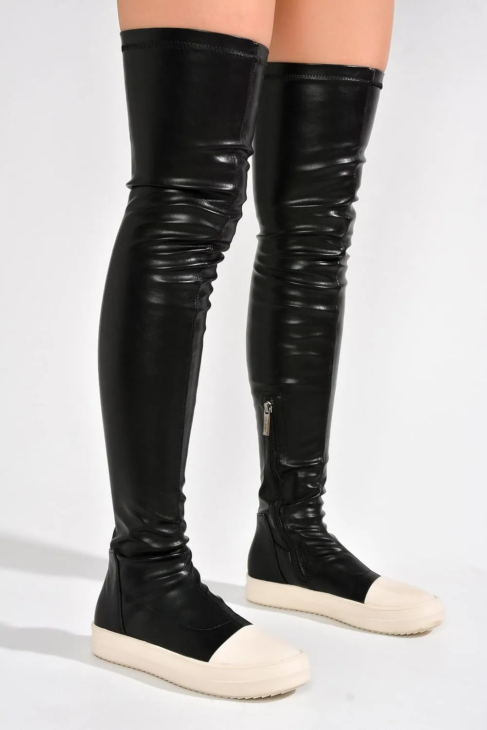 Cape Robbin Women Lug Sole Over the Knee Thigh high Round Toe Flat boots
