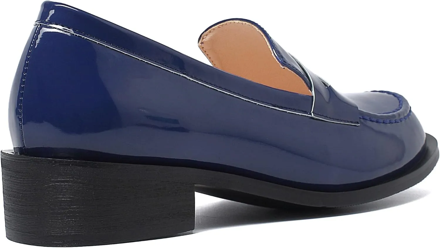 Caradise Women's Patent Leather Loafers Block Heel Slip On Casual Shoes