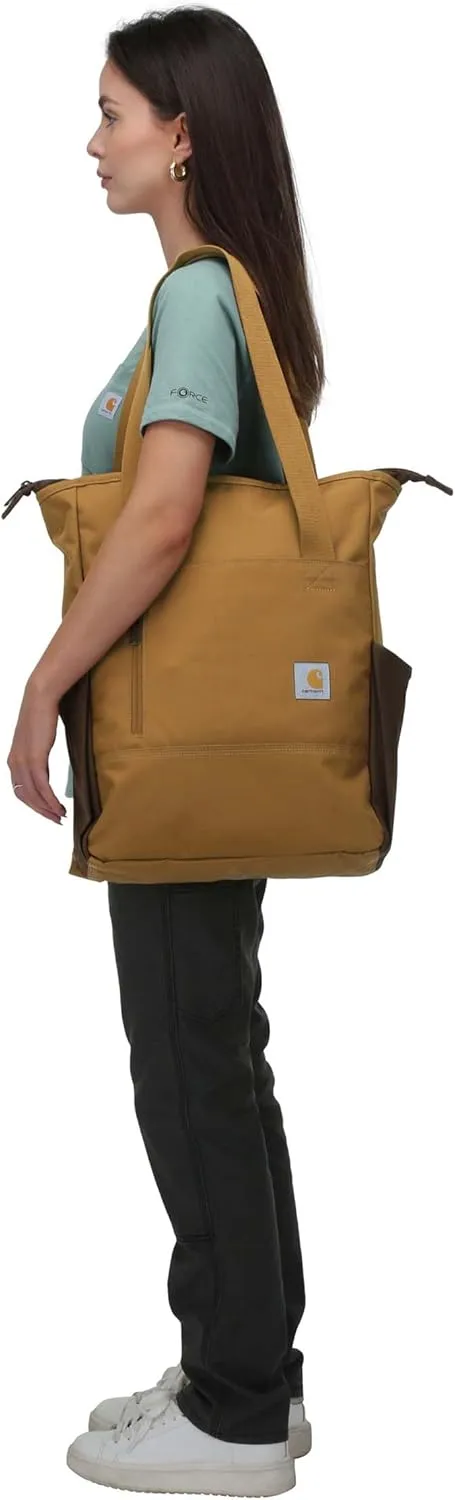 Carhartt Classic Convertible Backpack Tote, Durable Water Repellent Material W/ 17" Laptop Sleeve, Brown, One Size