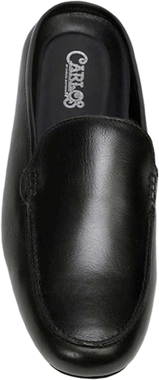 Carlos Santana Planeo Slides for Men | Leather Footbed | Rubber Outsole