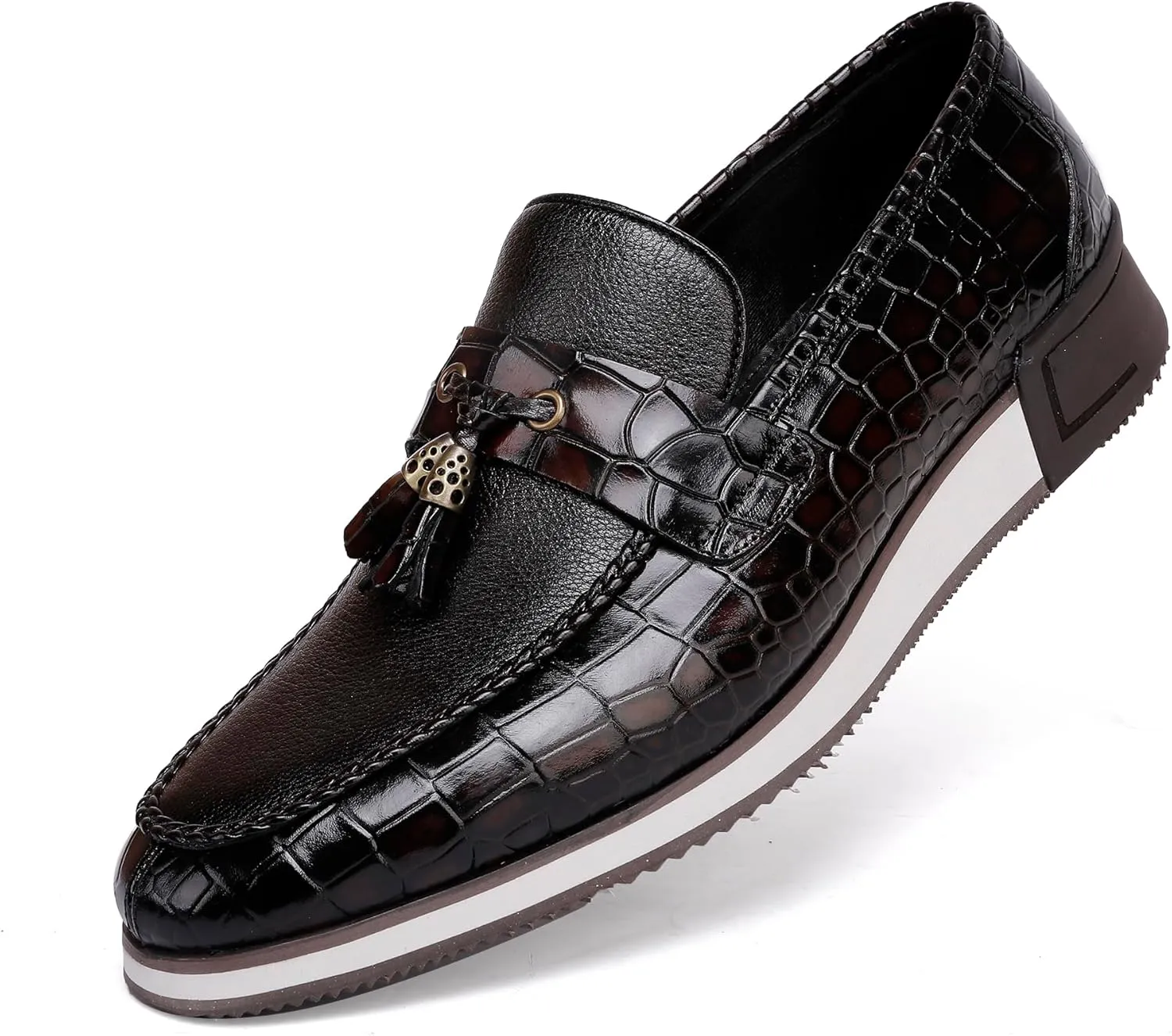 Casual Men's Dress Sneakers Shoes, Fashion Business Loafer Classic Leather Dress Shoes for Mens