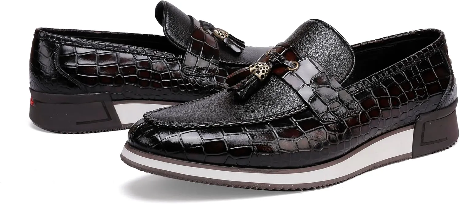 Casual Men's Dress Sneakers Shoes, Fashion Business Loafer Classic Leather Dress Shoes for Mens