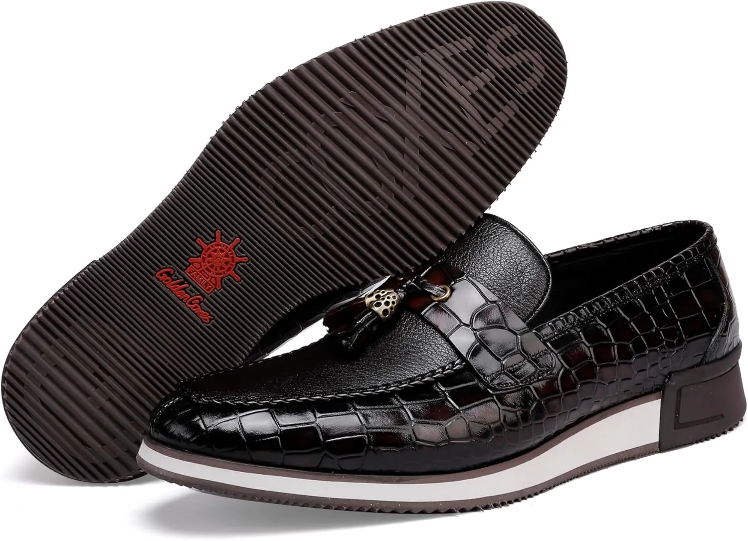 Casual Men's Dress Sneakers Shoes, Fashion Business Loafer Classic Leather Dress Shoes for Mens