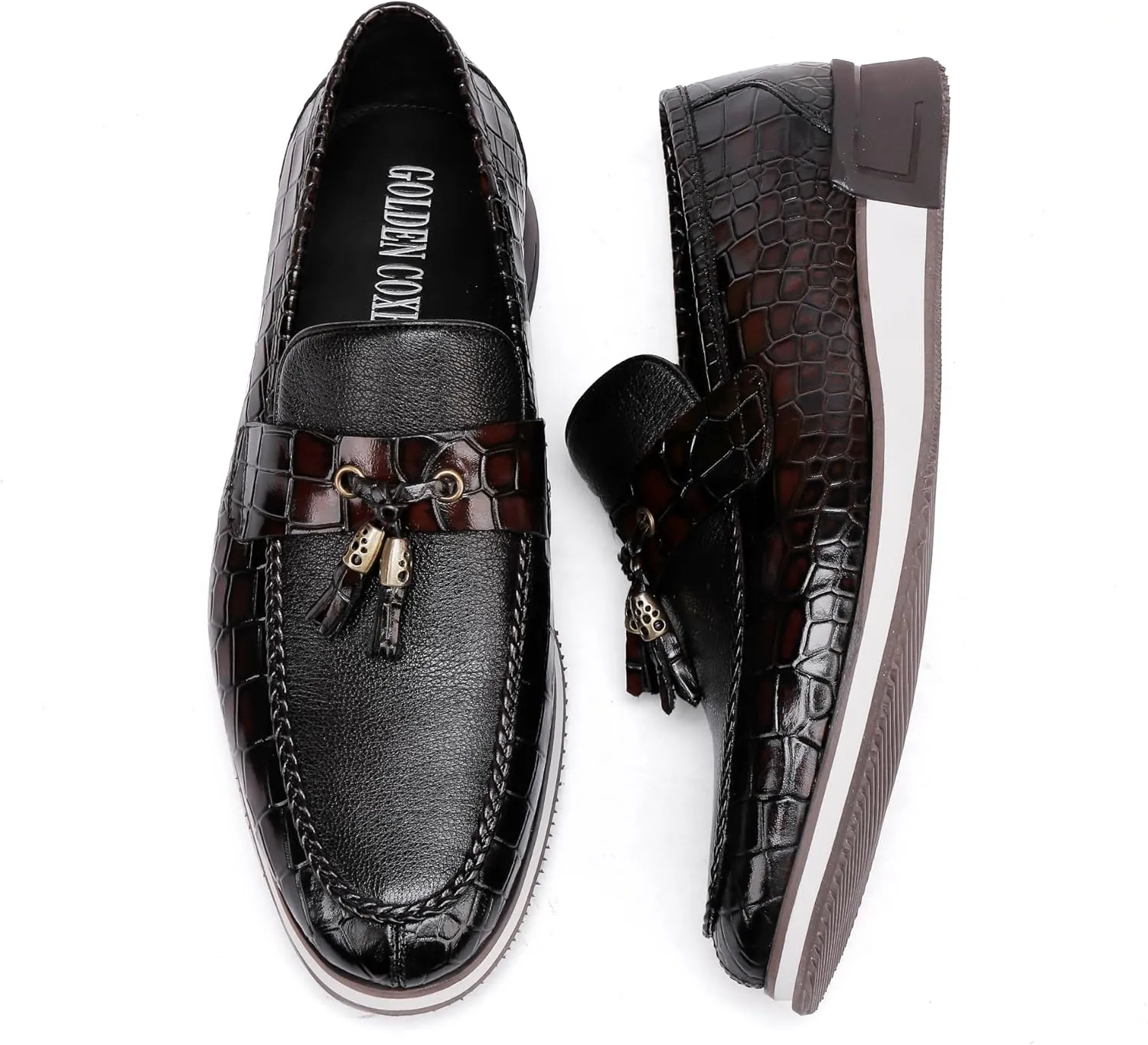 Casual Men's Dress Sneakers Shoes, Fashion Business Loafer Classic Leather Dress Shoes for Mens