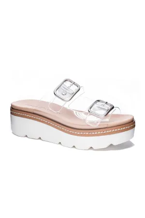 Chinese Laundry Surfs Up Clear Platform Slide Sandals
