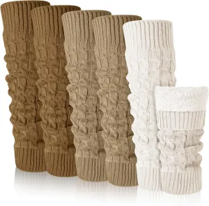 Chuarry 3 Pairs Winter Fleece Lined Leg Warmer for Women Skating Leg Warmer Long Boot Socks for Women Skating Every Day Wear