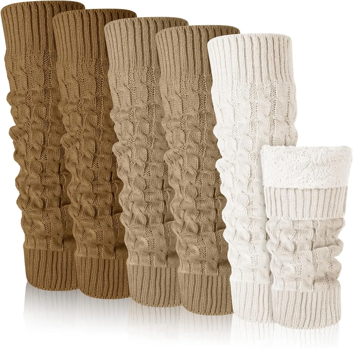 Chuarry 3 Pairs Winter Fleece Lined Leg Warmer for Women Skating Leg Warmer Long Boot Socks for Women Skating Every Day Wear