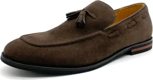 CMM Men's Suede Slippers Loafers Dress Shoes with Tassel Flats Slip-on Prom Loafer