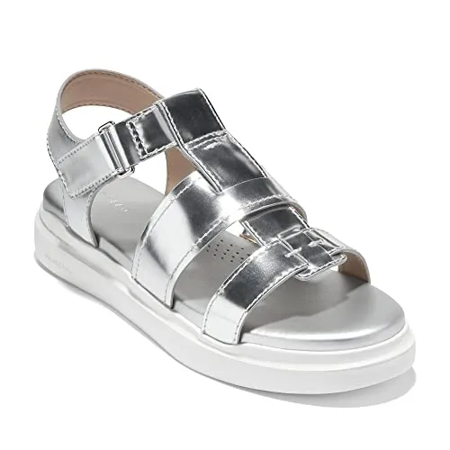COLE HAAN Women's GRANDPRØ Rally Fisherman Sandal, Silver Specchio, 10