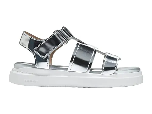 COLE HAAN Women's GRANDPRØ Rally Fisherman Sandal, Silver Specchio, 10