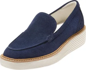 Cole Haan Women's Originalgrand Platform Venetian Loafers Flat, Midnight Moon Suede/Ivory, 6.5 Wide