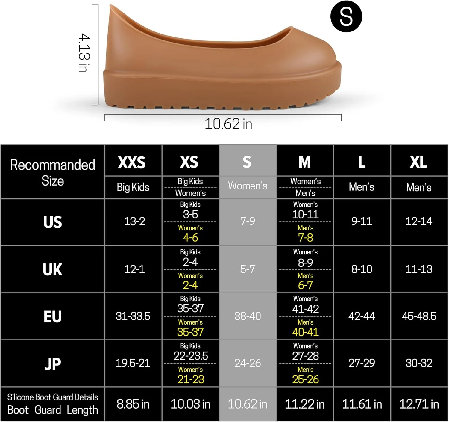 Compatible with UGG Boot, Waterproof Silicone Rubber Shoe Covers, Reusable Upgraded Overshoes, Non-Slip Washable for Women, Men (XXS (Big Kids 13-2), Beige)