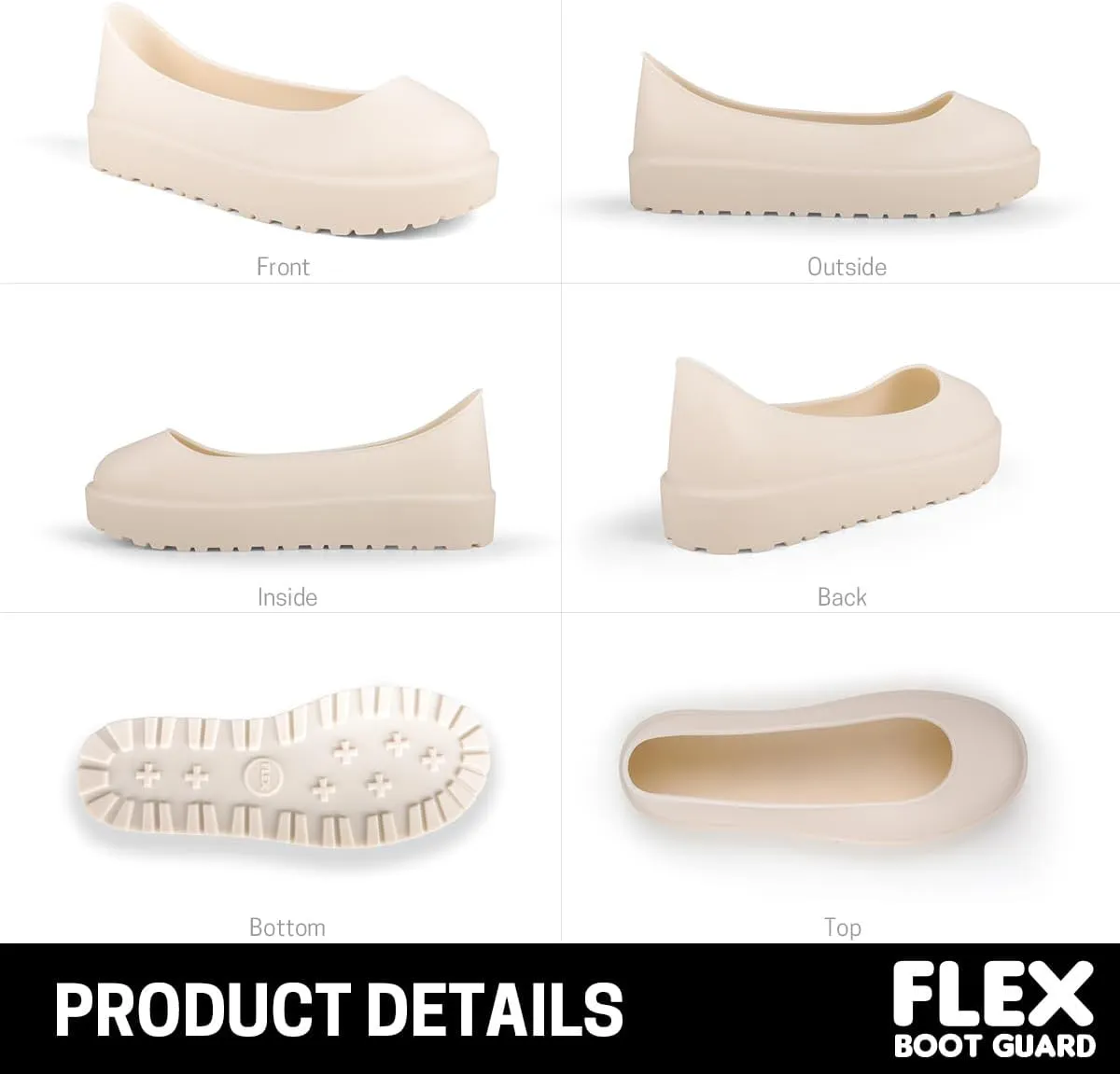 Compatible with UGG Boot, Waterproof Silicone Rubber Shoe Covers, Reusable Upgraded Overshoes, Non-Slip Washable for Women, Men (XXS (Big Kids 13-2), Beige)