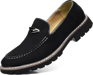 Coramtty Men's Dress Loafers Classic Comfort Vintage Suede Slip On Business Work Driving Walking Casual Shoes