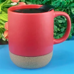 Cups, coffee cups and teacups for home use, exquisite cups, household goods, mugs, ceramic mugs with cork bottom, ceramic coffee mugs, fashion business ceramic mugs ( Color : Red , Size : 401-500ml )