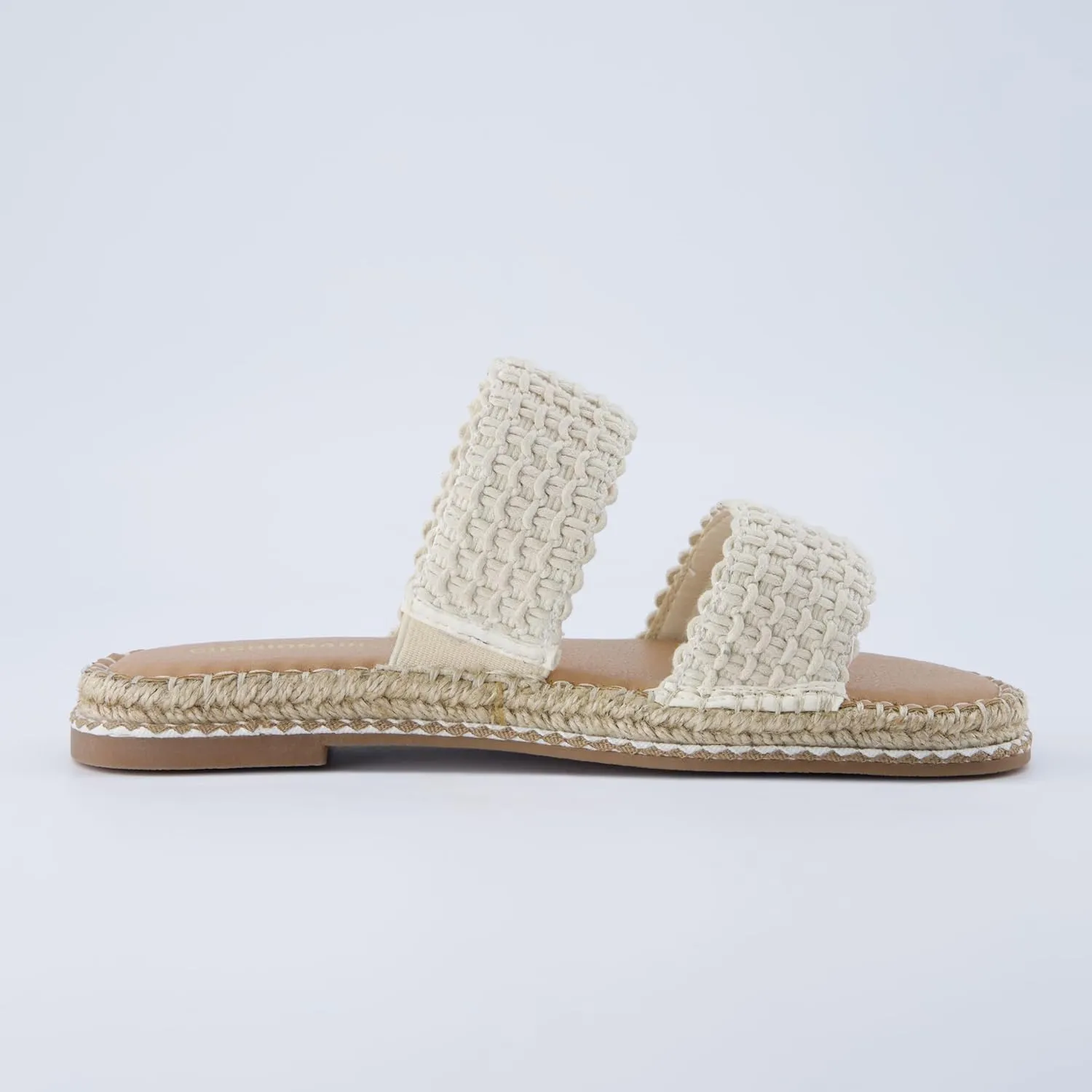 CUSHIONAIRE Bhendi Women’s Espadrille Slide Sandal – Faux Leather Double Strap with Jute-Wrapped Sole & Cushioned Footbed