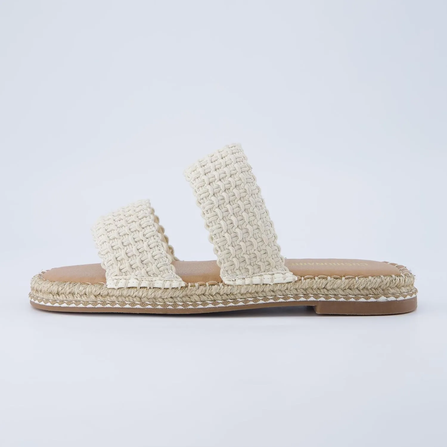 CUSHIONAIRE Bhendi Women’s Espadrille Slide Sandal – Faux Leather Double Strap with Jute-Wrapped Sole & Cushioned Footbed