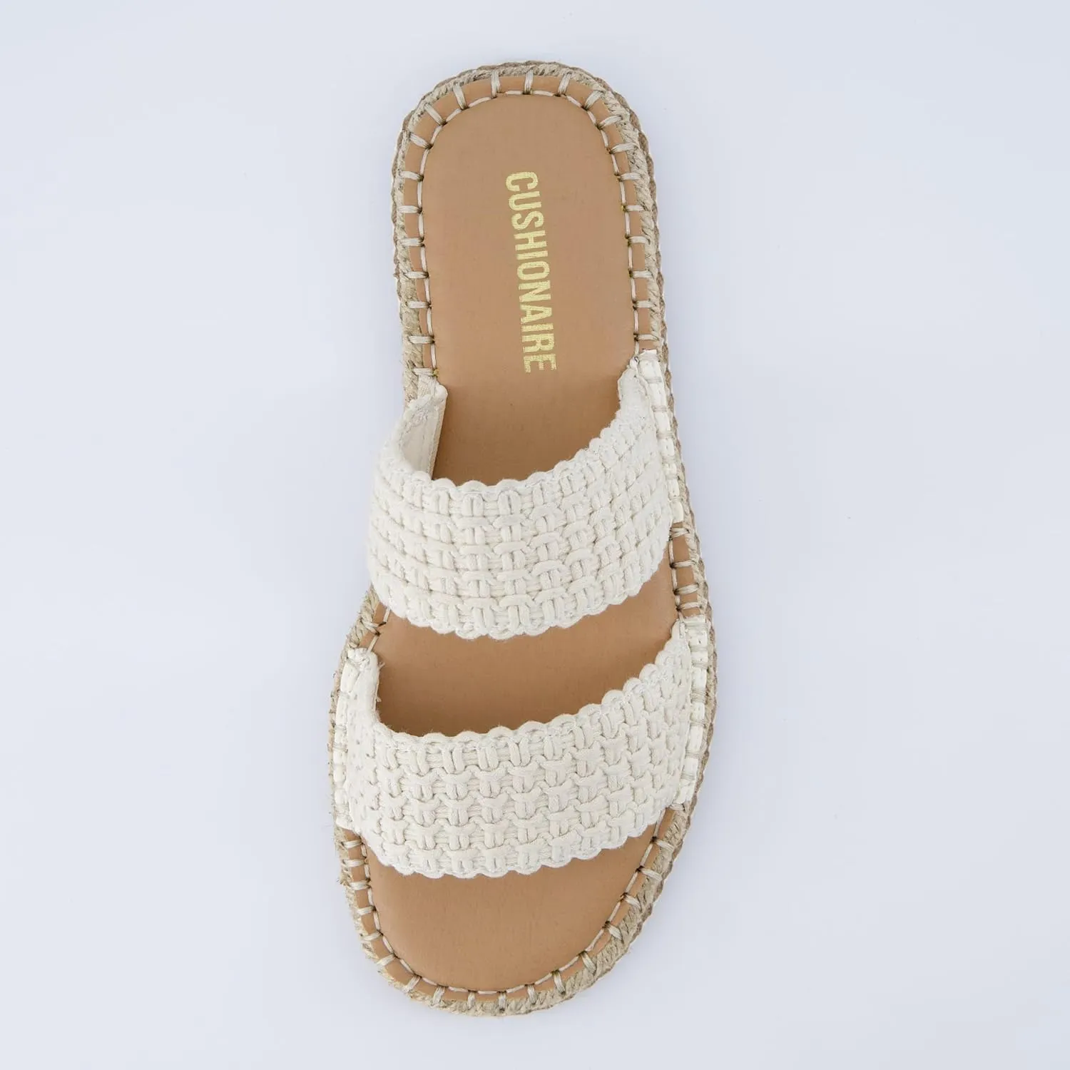CUSHIONAIRE Bhendi Women’s Espadrille Slide Sandal – Faux Leather Double Strap with Jute-Wrapped Sole & Cushioned Footbed