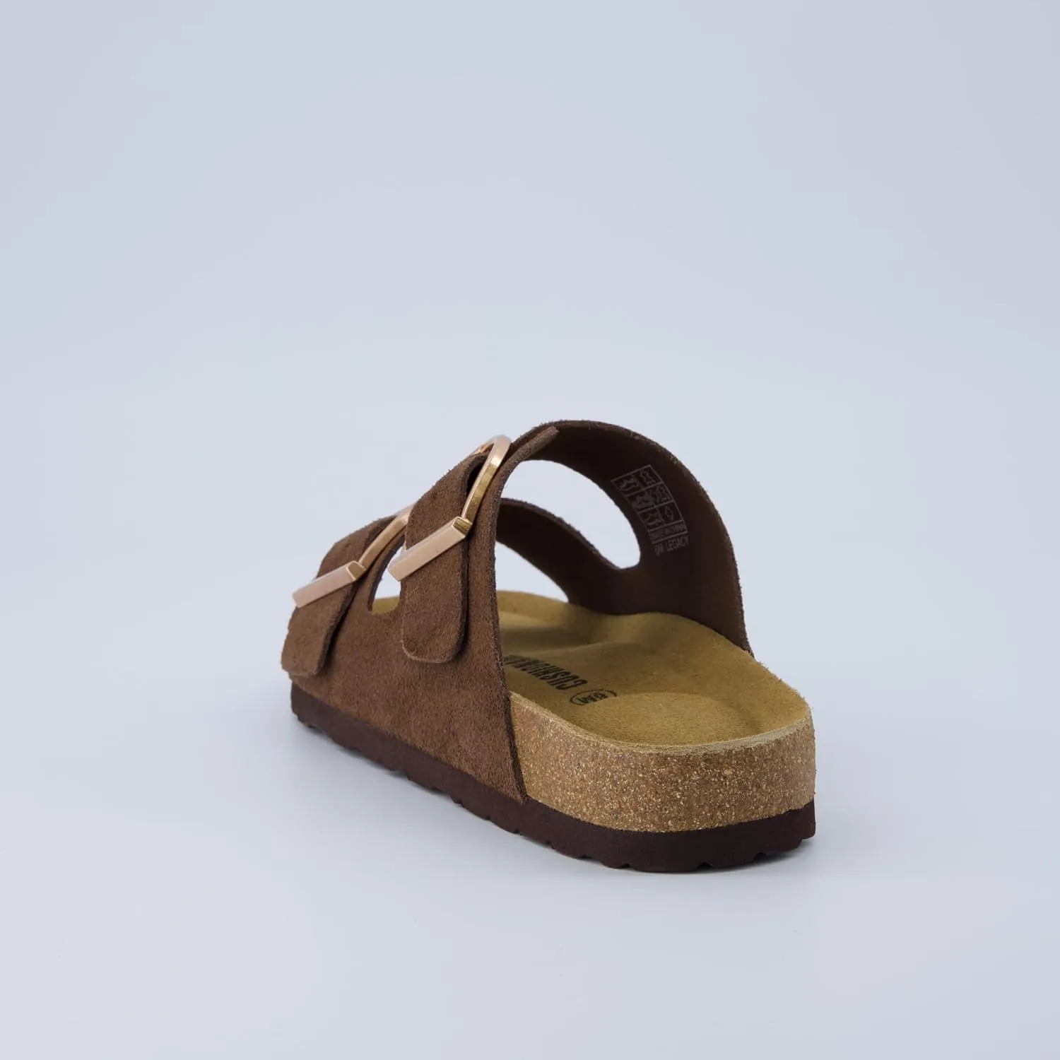 CUSHIONAIRE Legacy Cork Footbed Sandals for Women – Leather Double Strap Slides with Adjustable Buckles   Memory Foam