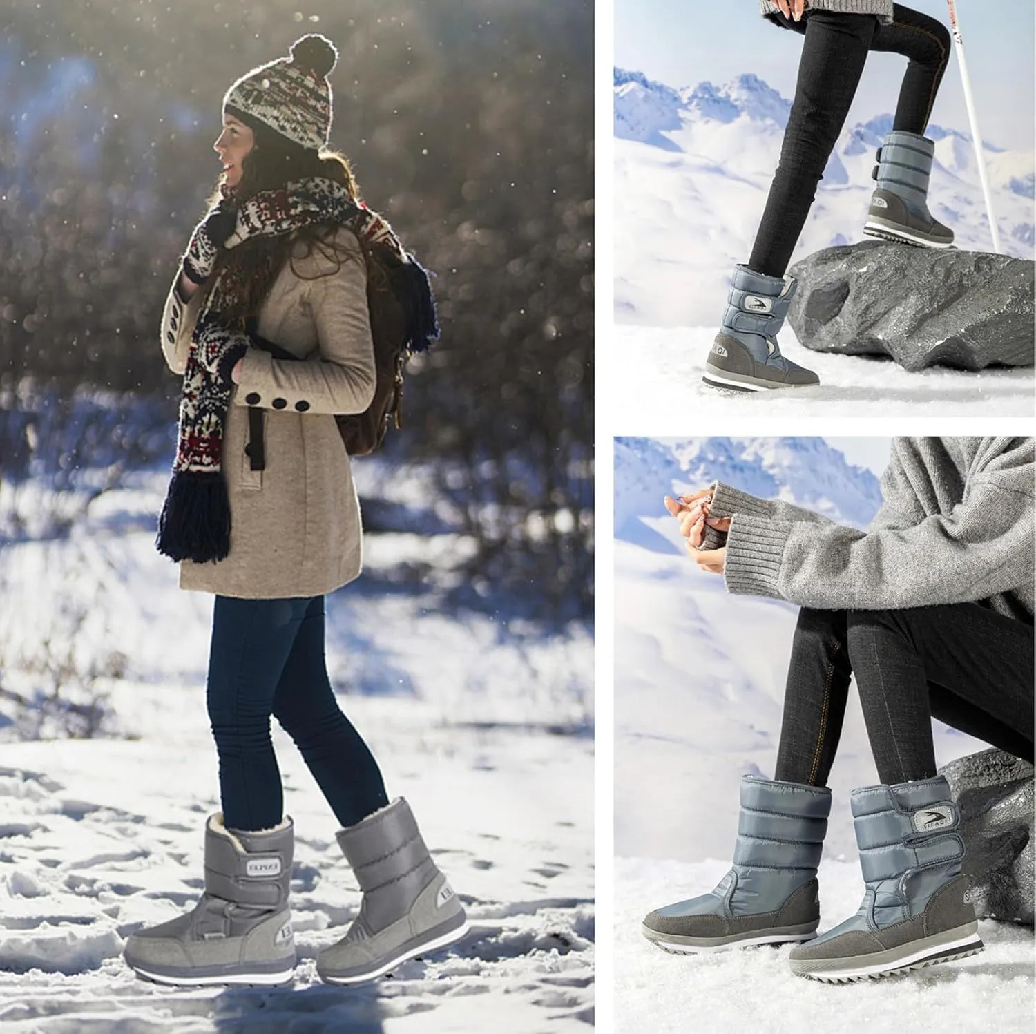 DADAWEN Women's Waterproof Frosty Snow Boot