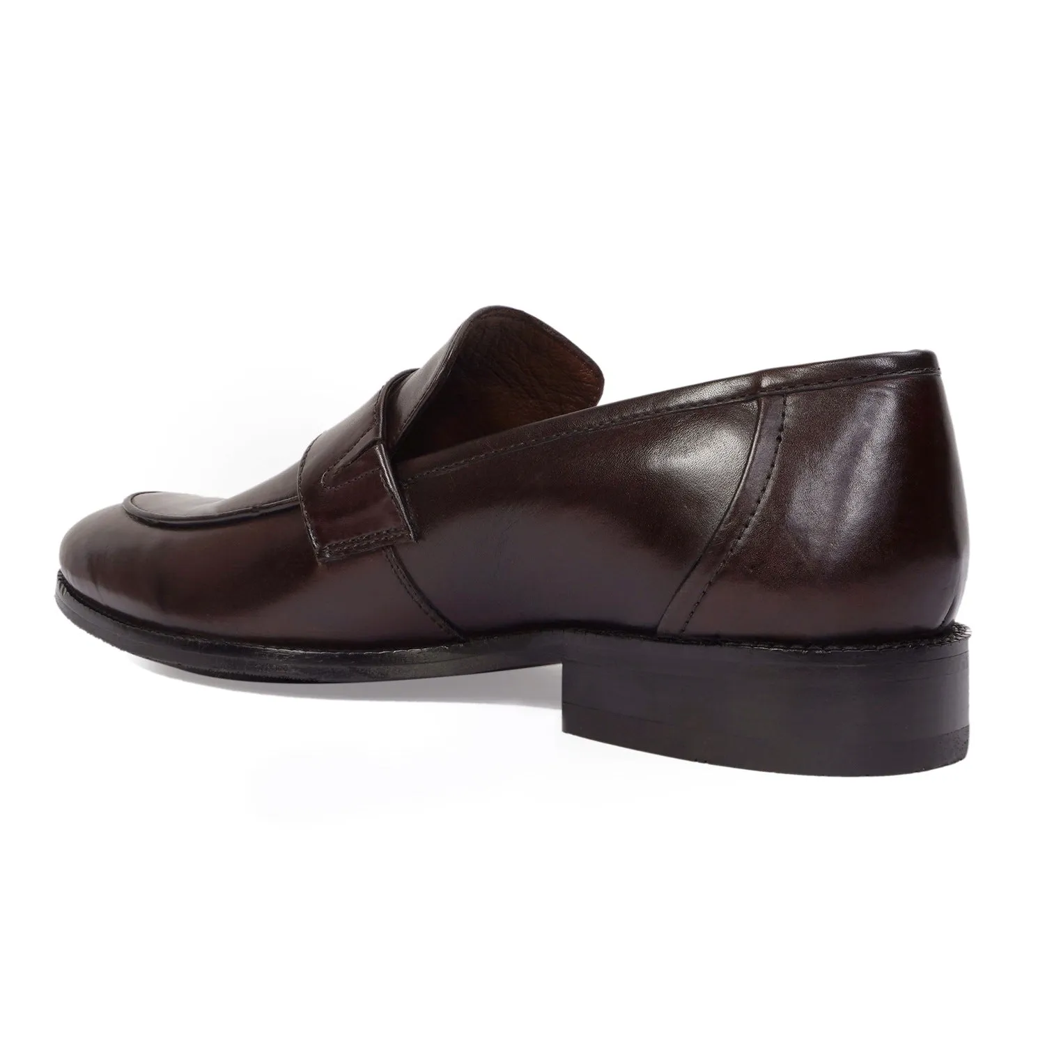 Dark Brown Formal Slip on with Gun Metal Lion Logo