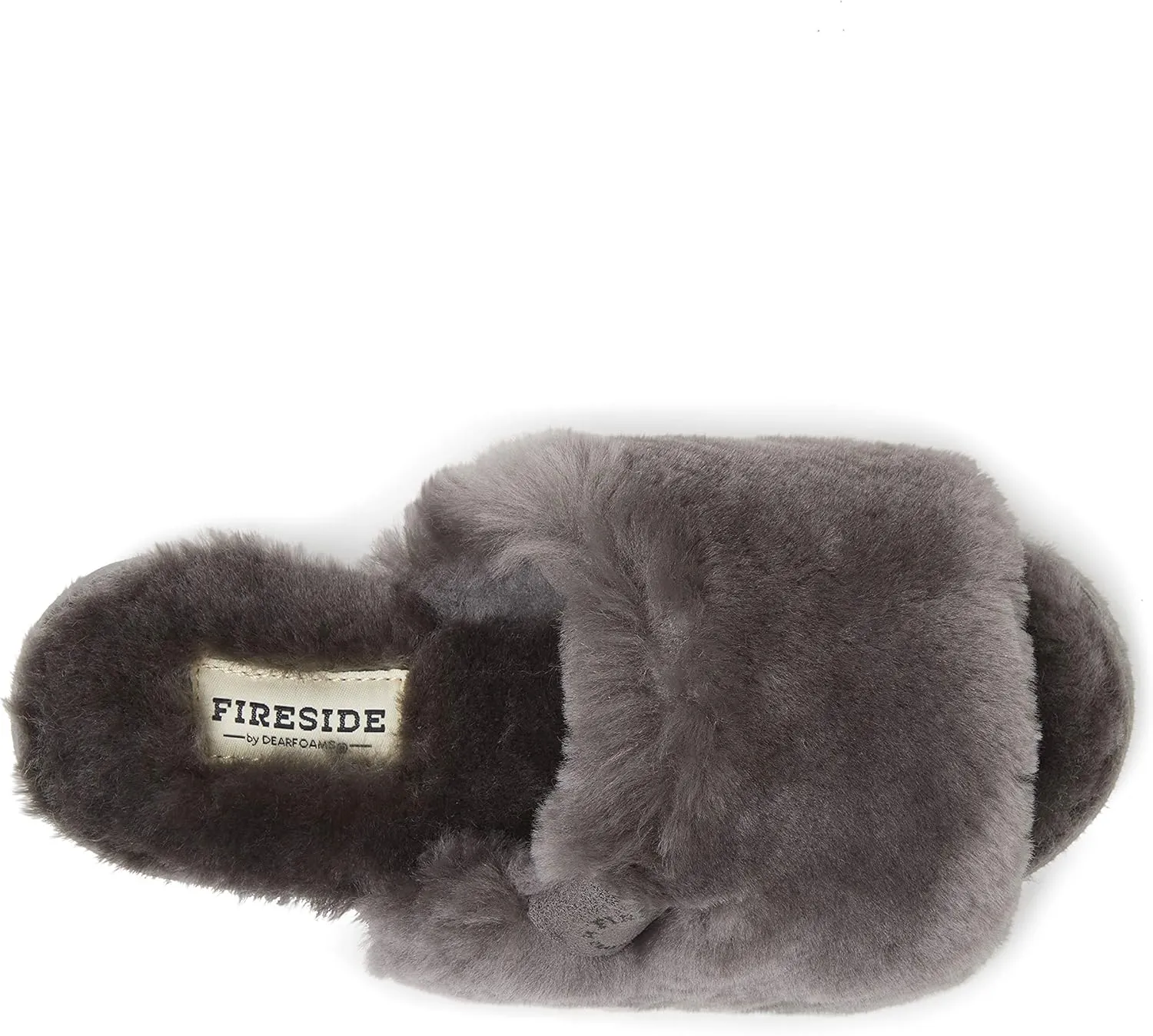 Dearfoams Women's Fireside Cairns Shearling Easy On/Off Slide Sandal Slipper