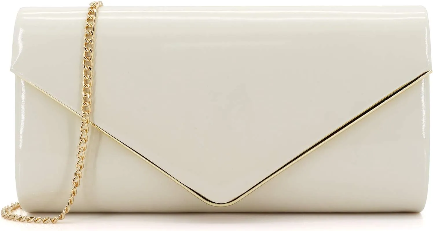 Dexmay Patent Leather Envelope Clutch Purse Shiny Candy Foldover Clutch Evening Bag for Women