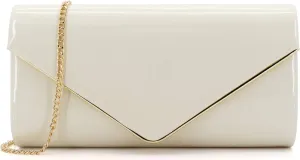 Dexmay Patent Leather Envelope Clutch Purse Shiny Candy Foldover Clutch Evening Bag for Women