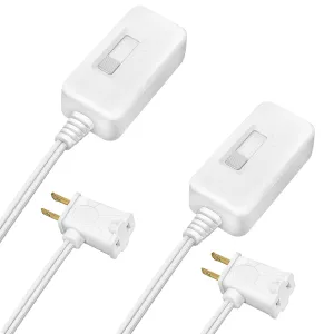 DiCUNO Table-Top Plug in Lamp Dimmer Switch for Table/Floor Lamps, UL Listed, Slide Control, Works with 100 Watt Dimmable LED/CFL and 300 Watt Incandescent/Halogen, 3.3ft Cord, White, 2-Pack