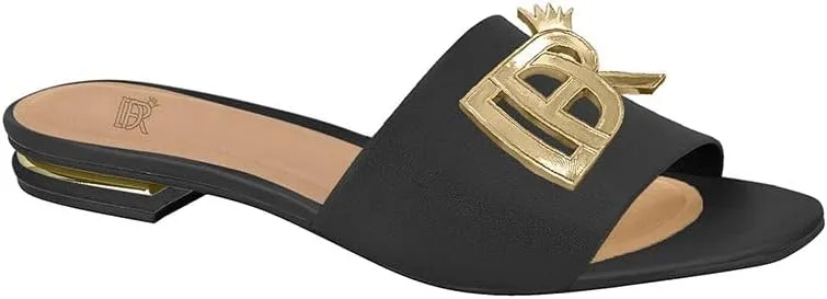 Didiray Designer Slide Sandals, Luxury Metal Logo, Casual Comfort Flats, Available in Brown, Black, White