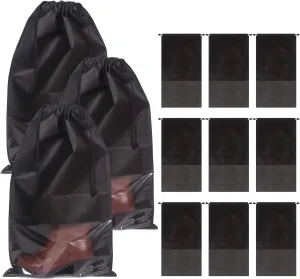 DIOMMELL 12 Pack Tall Boot Bags for Travel Non-Woven with Rope for Women Large Shoe Protector Cover Storage Organizers Pouch