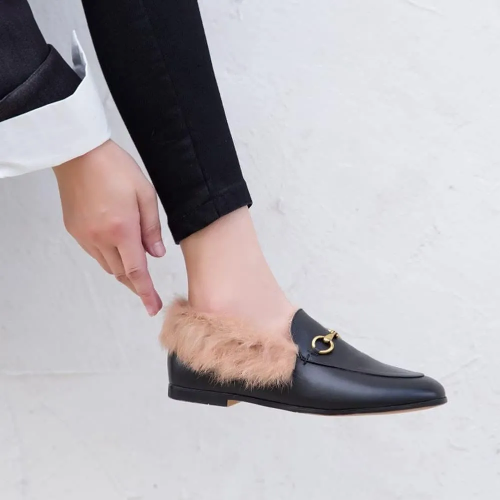 Divanne Loafers for Women, Womens Loafer Flats Gold Chain Penny Loafers Slip On Fur Loafer Mules