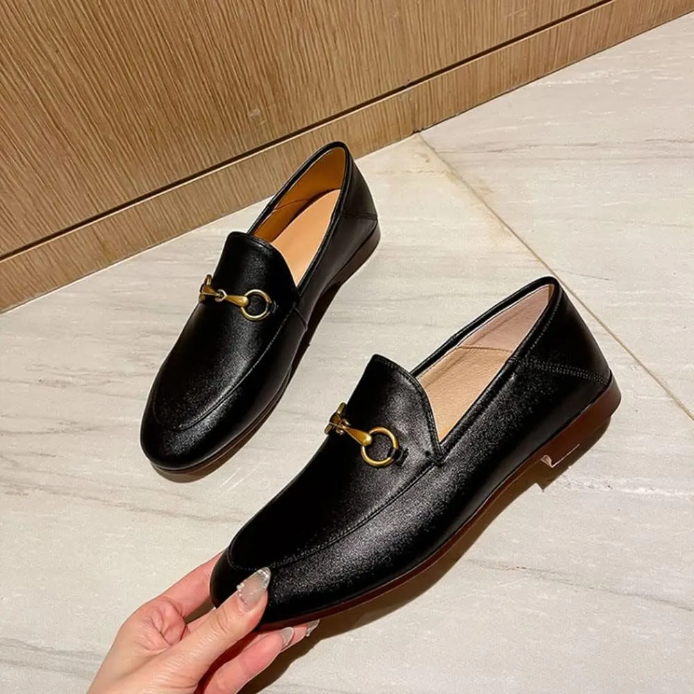 Divanne Loafers for Women, Womens Loafer Flats Gold Chain Penny Loafers Slip On Fur Loafer Mules