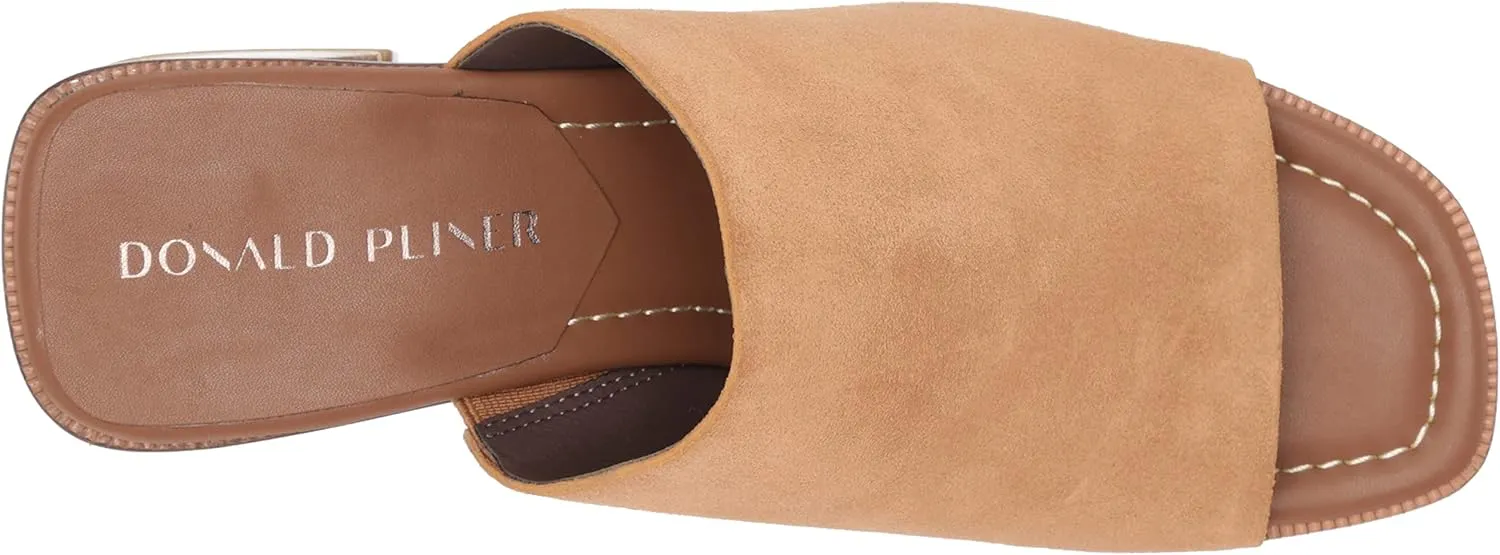 Donald J Pliner Women's Haze Textured Stretch Fabric Mule Heeled, Slide, Comfortable, Leather, Chunky Sandals