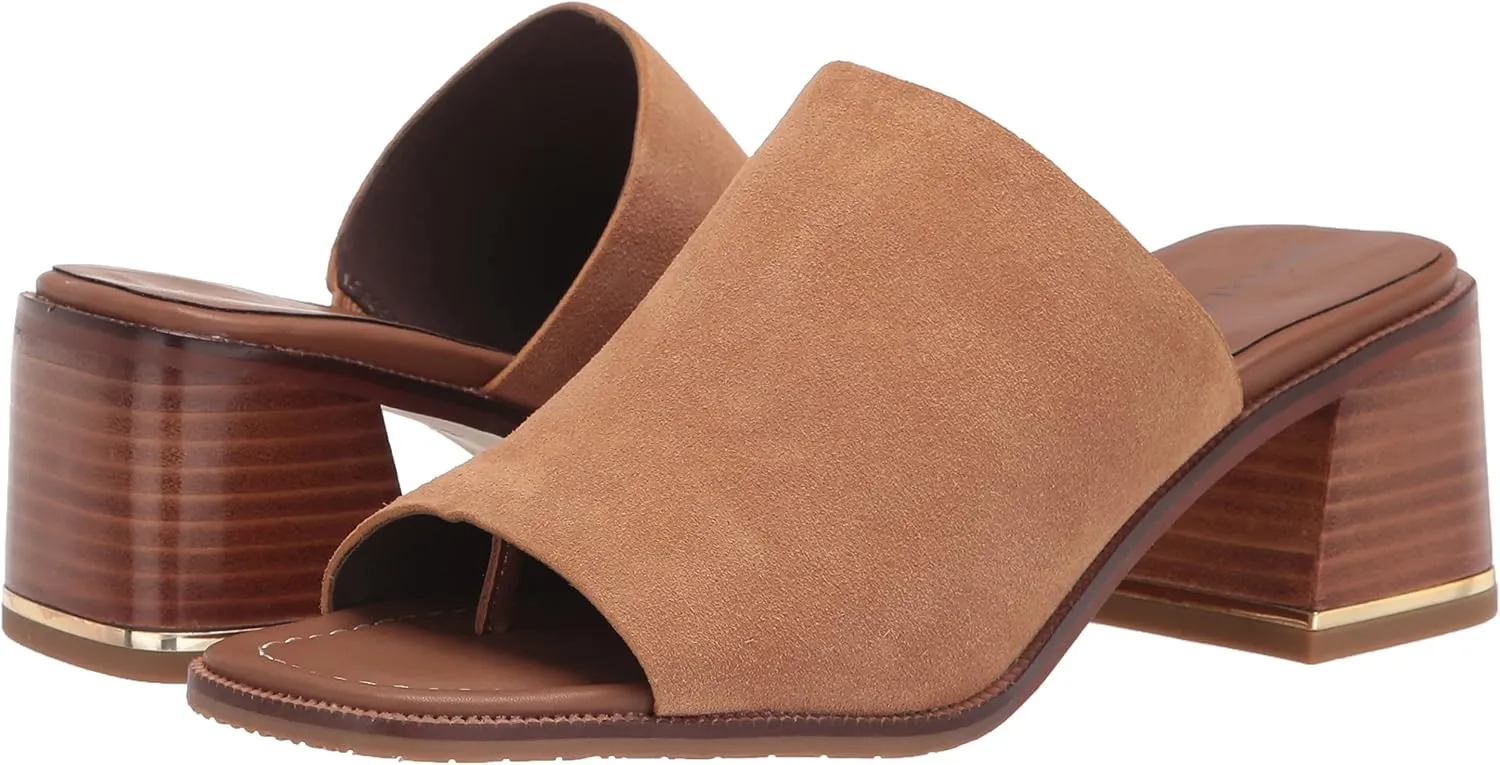 Donald J Pliner Women's Haze Textured Stretch Fabric Mule Heeled, Slide, Comfortable, Leather, Chunky Sandals