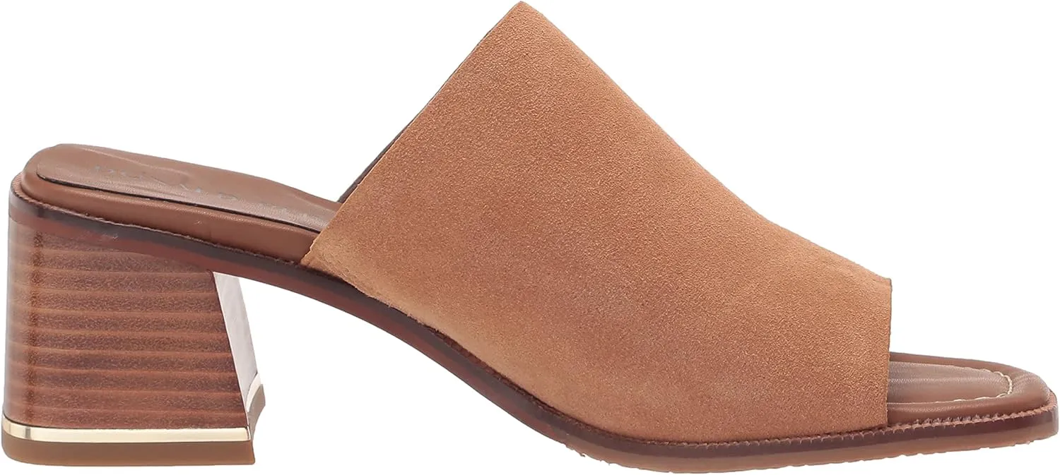 Donald J Pliner Women's Haze Textured Stretch Fabric Mule Heeled, Slide, Comfortable, Leather, Chunky Sandals