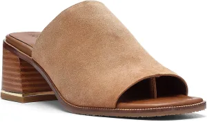 Donald J Pliner Women's Haze Textured Stretch Fabric Mule Heeled, Slide, Comfortable, Leather, Chunky Sandals