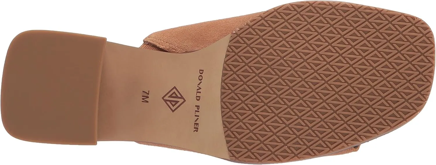 Donald J Pliner Women's Haze Textured Stretch Fabric Mule Heeled, Slide, Comfortable, Leather, Chunky Sandals